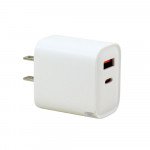 Wholesale 25W PD USB-C and USB-A 3.0A Quick Charge Dual 2 Port House Wall Charger for Phone, Tablet, Speaker, Electronic (Wall - White)